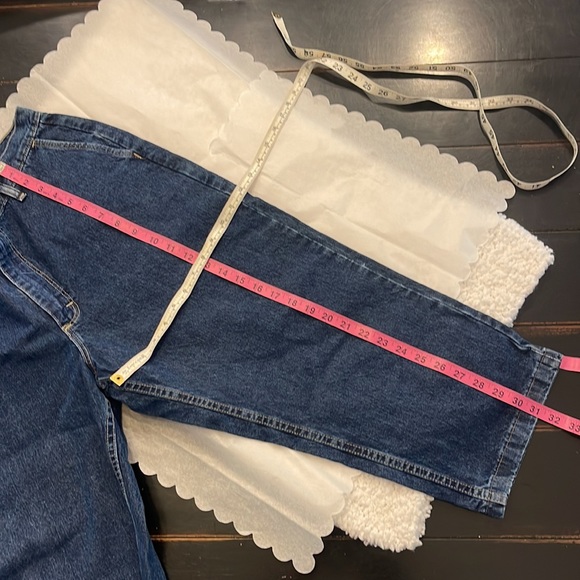 Size 14 Wrangler for Women Denim Blue Jeans - Wide Leg - Big Bottom Cropped - Picture 11 of 11
